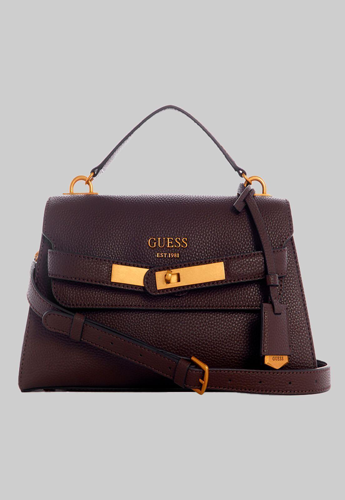Cartera Enisa Top Handle Flap Cho Café Guess-0