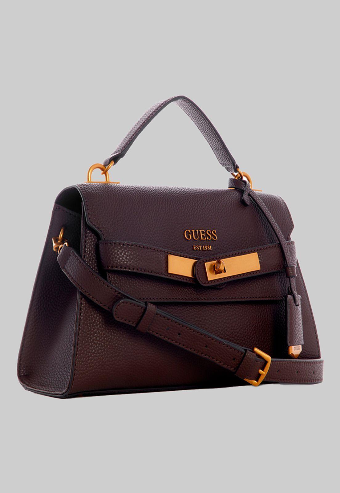 Cartera Enisa Top Handle Flap Cho Café Guess-1