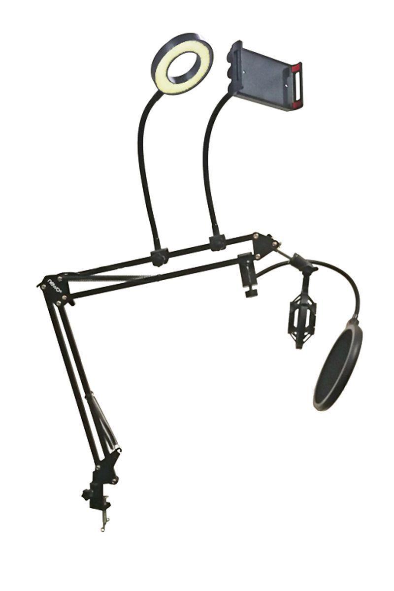 Atril soporte micrófono celular mesa escritorio led antipop araña NB-36C-6