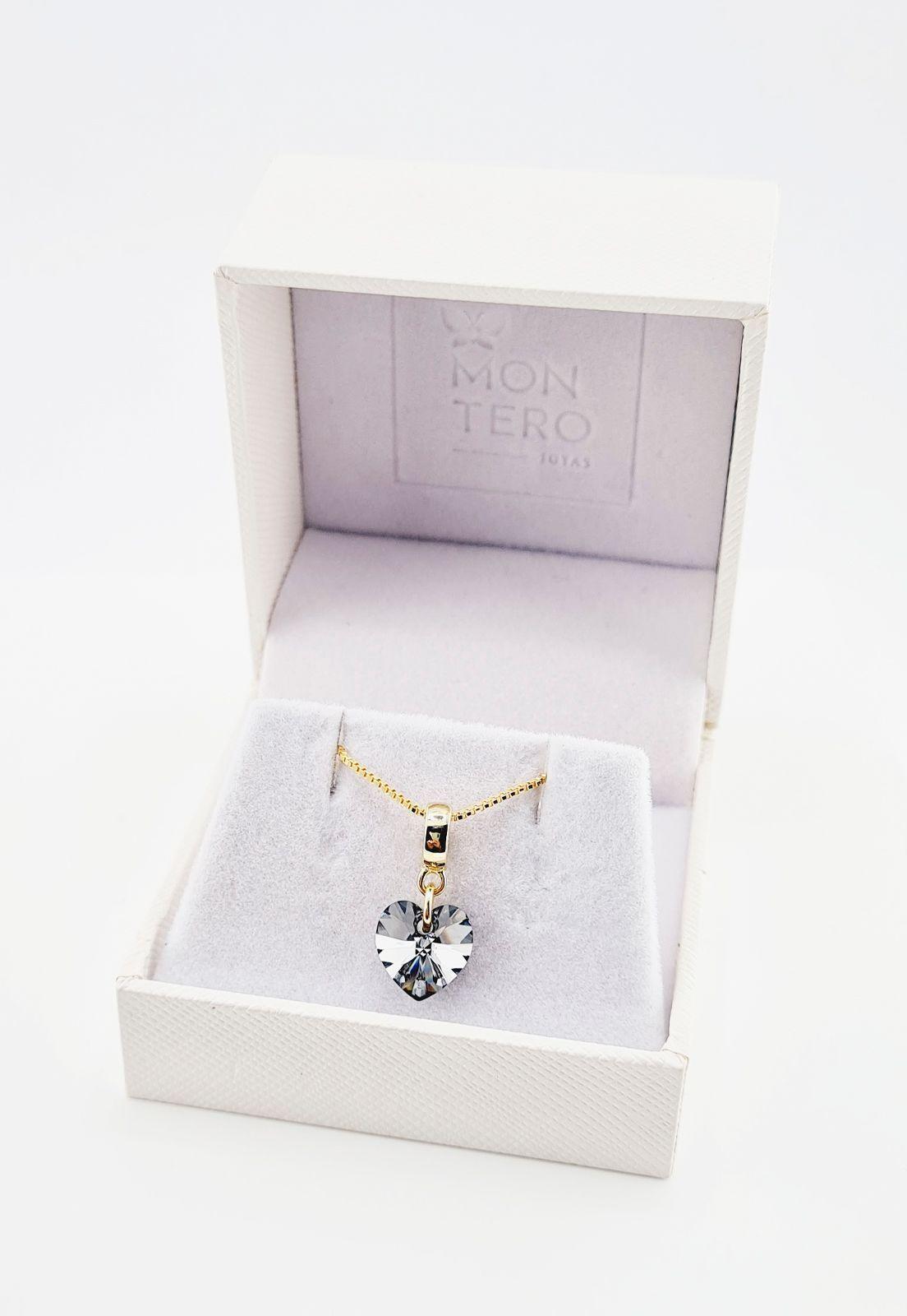 Collar Romance Gold Cristales Genuinos Silver Night.-2