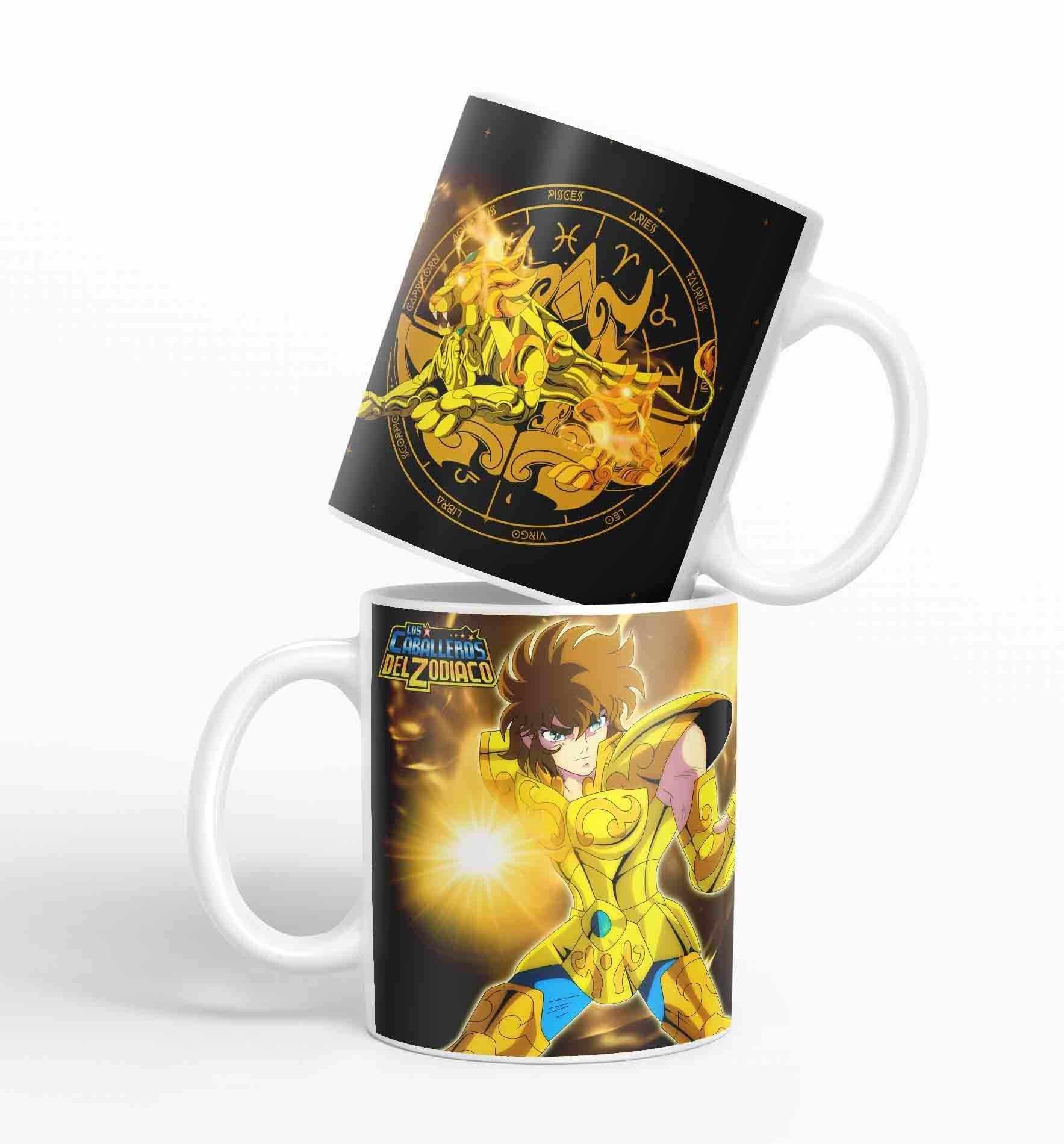 Taza Caballero del Zodiaco - leo negro D18 (320ml)-0