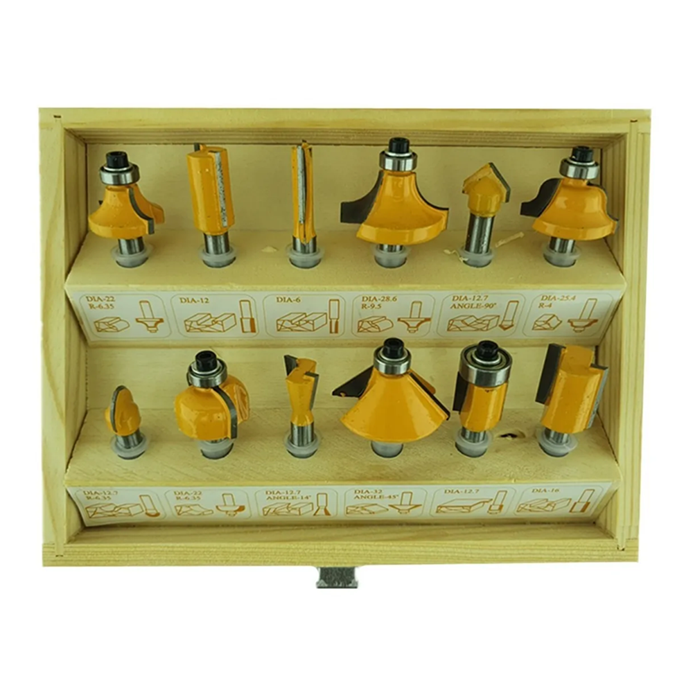 Set Juego De Fresas 12 Piezas 1/4 Tupi Router Tmk-2