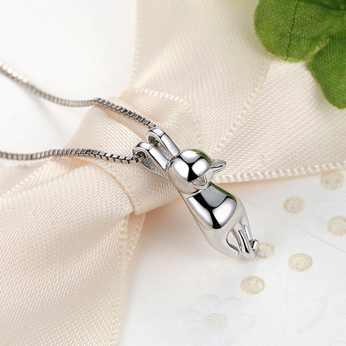 Collar Plata 925 Colgante Gatito Jugueton -3