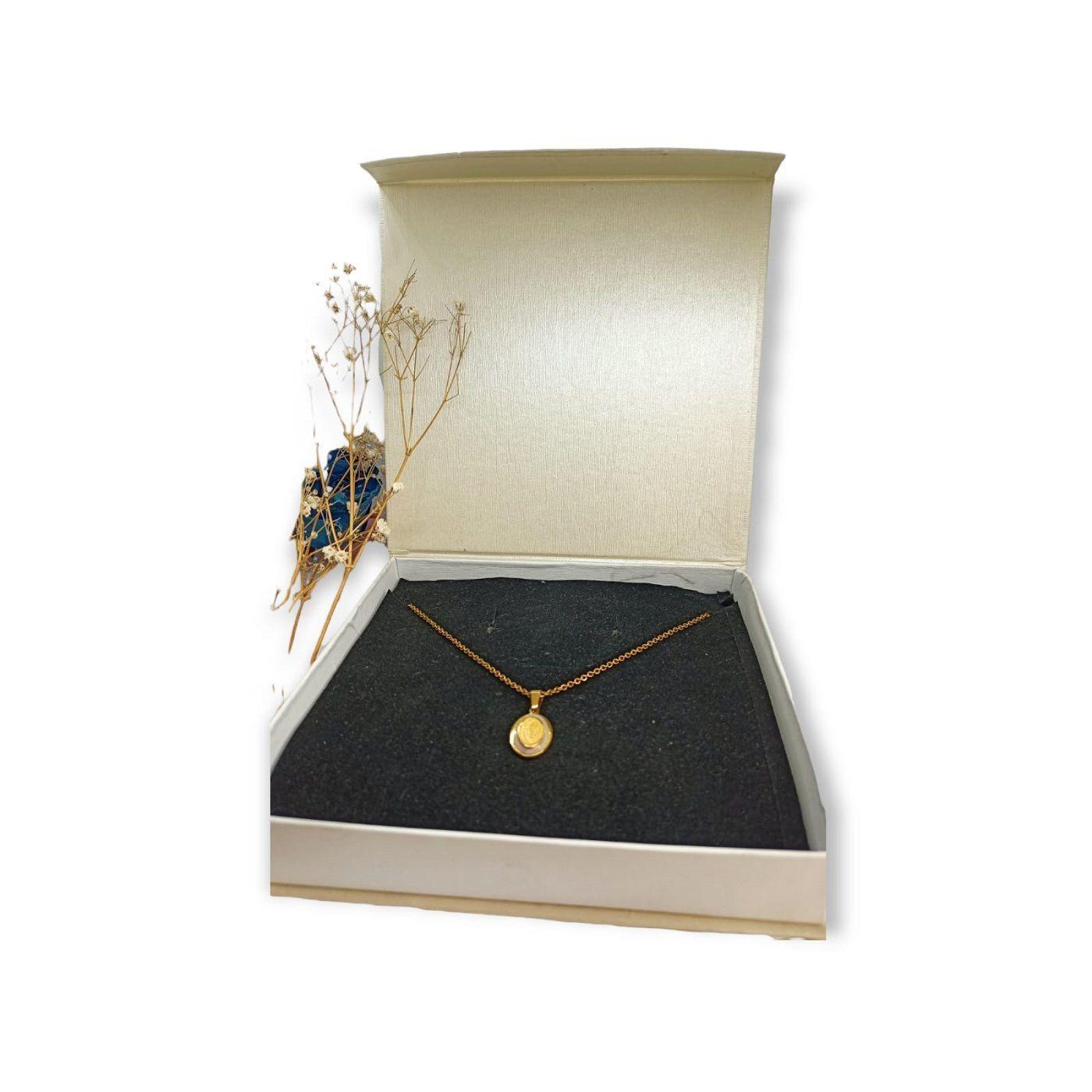 Colgante Collar Medalla San Benito Nacar Chapado Oro-5