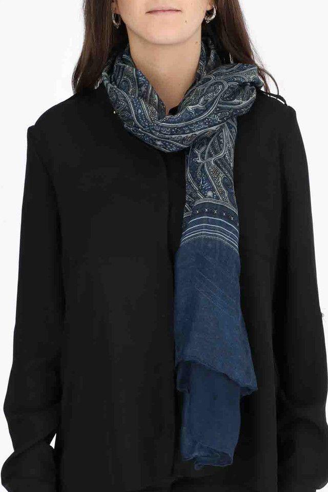 Pañuelo Estampado Paisley Azul ID-1