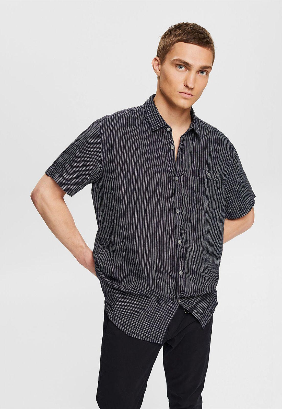 Camisa De Lino Manga Corta Esprit-0