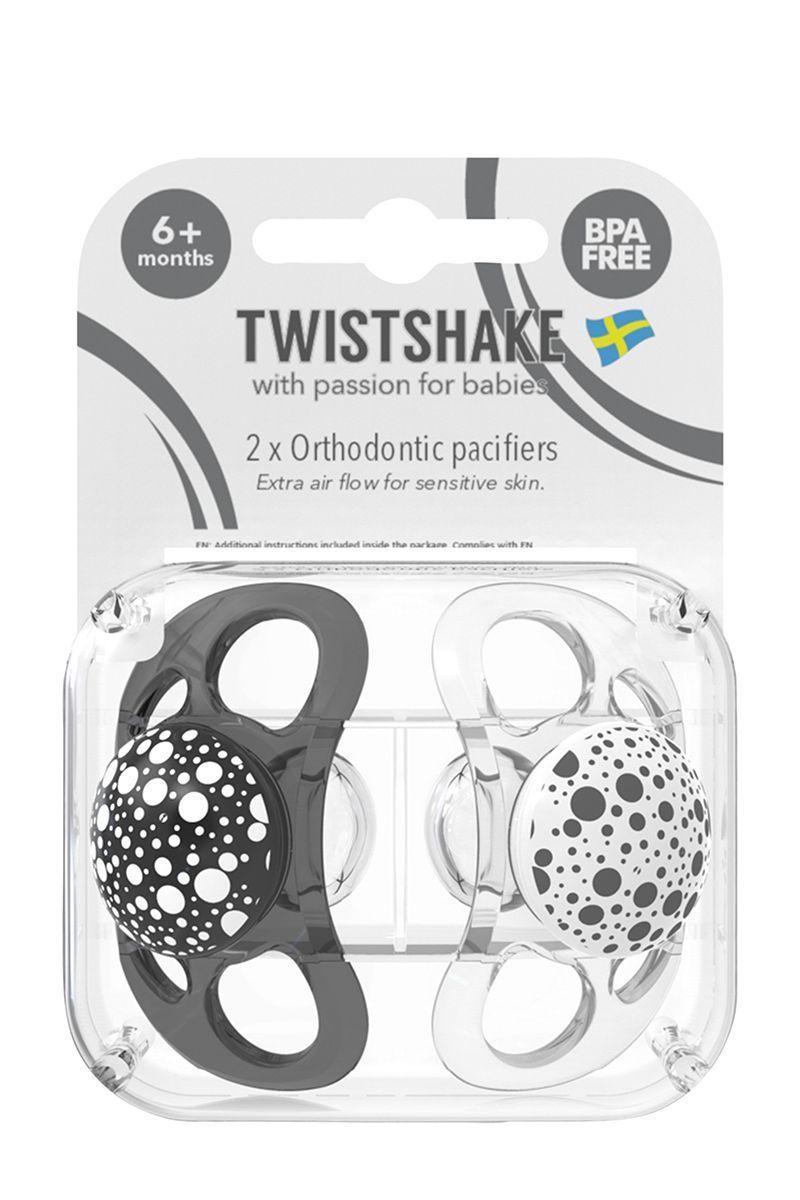 Chupetes Twistshake 6+m 2 uns Gris Blanco-2