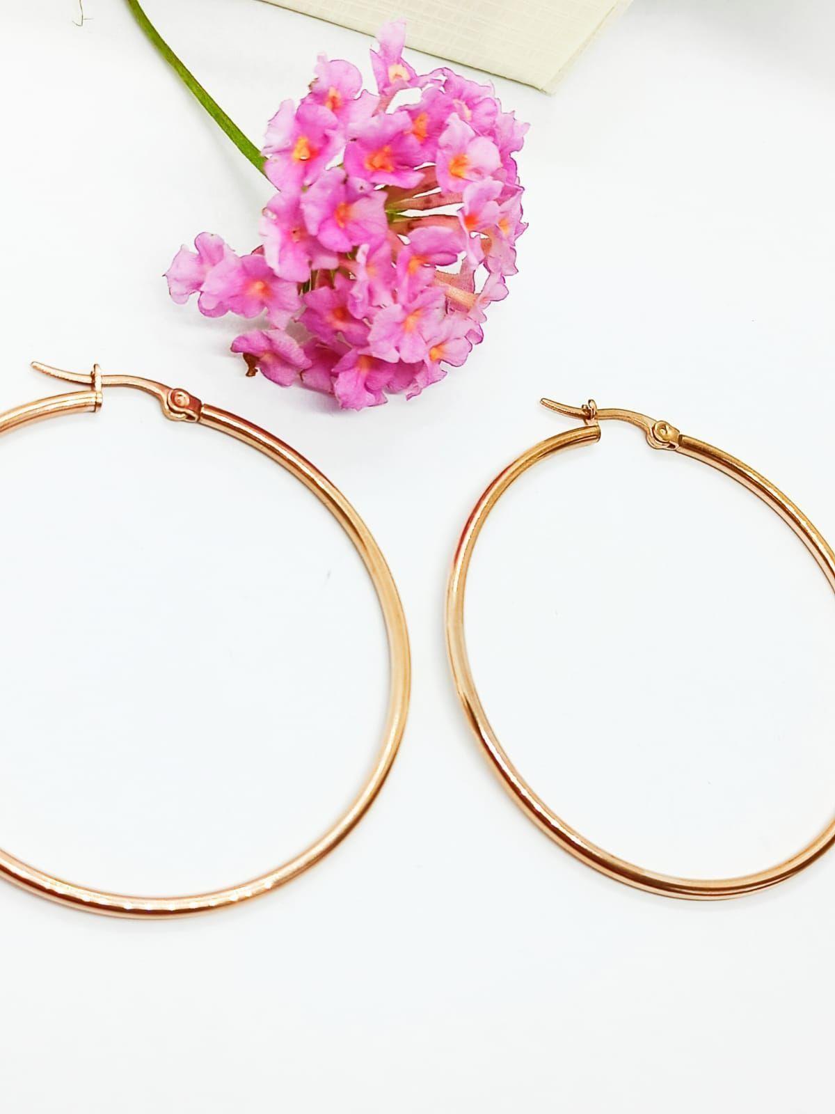 Argollas hoop 45 Mm Chapadas en oro rosa 18kl-3
