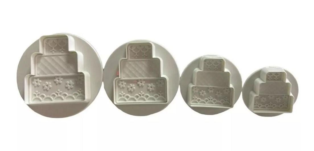 4 Molde Fondant Cortador Con Expulsor Fondant Torta Queques-0