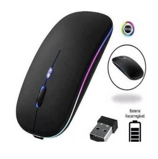 Mause Óptico Inalámbrico Recargable Led Rgb 24ghz Rf-6800 NEGRO-1