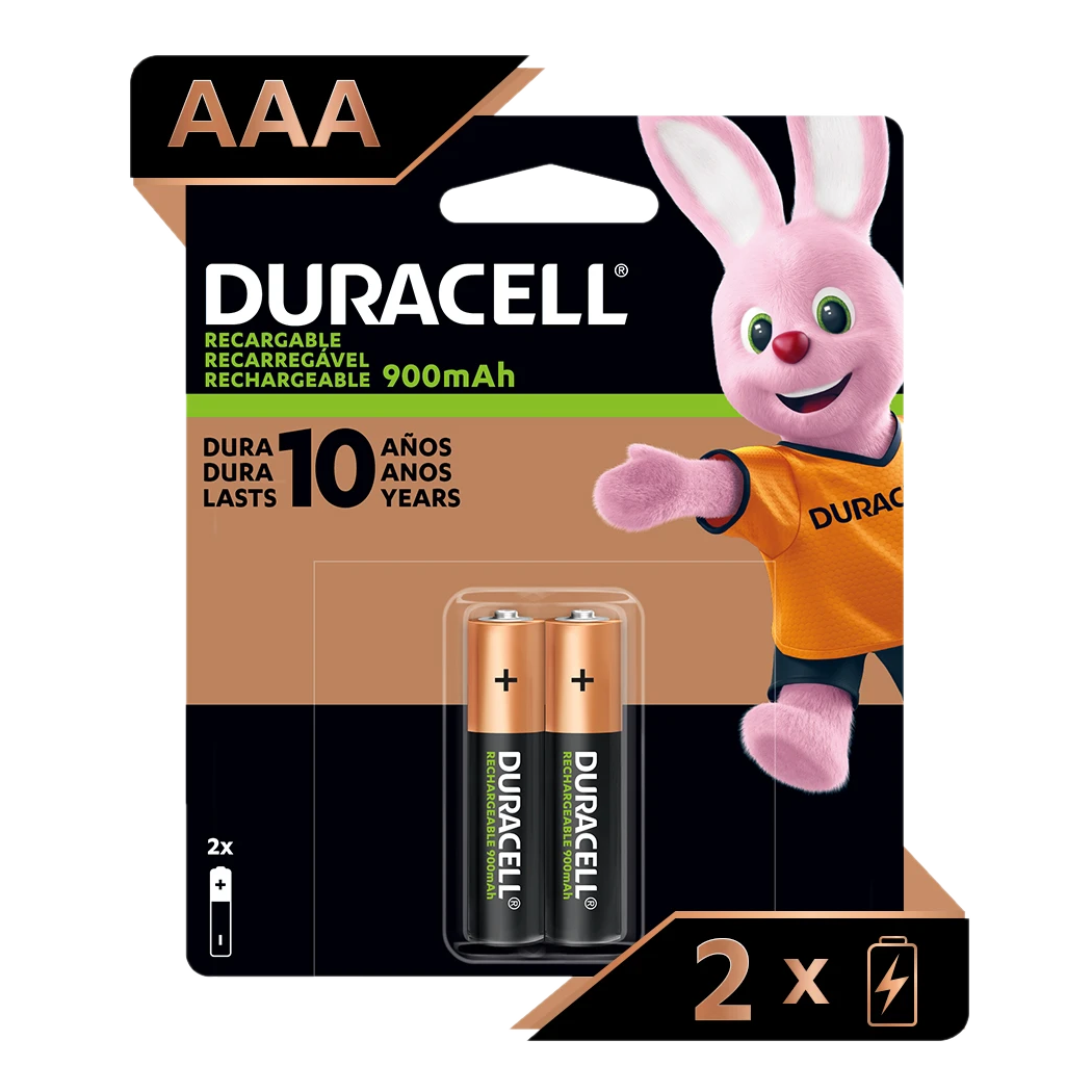 Pack 2 Pilas AAA Recargables Duracell 900mAh-0
