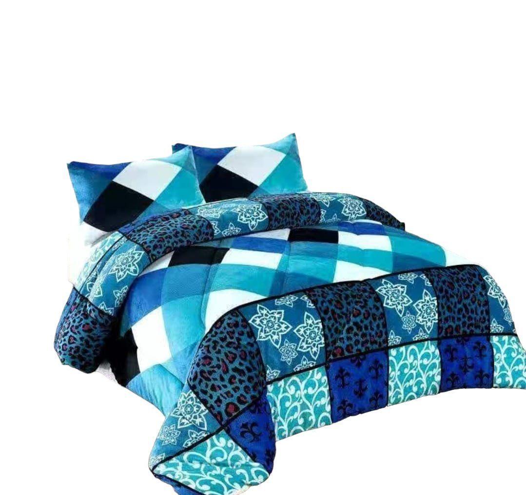 COBERTOR PLUSH CON CHIPORROAZUL CUADROS 2P-0