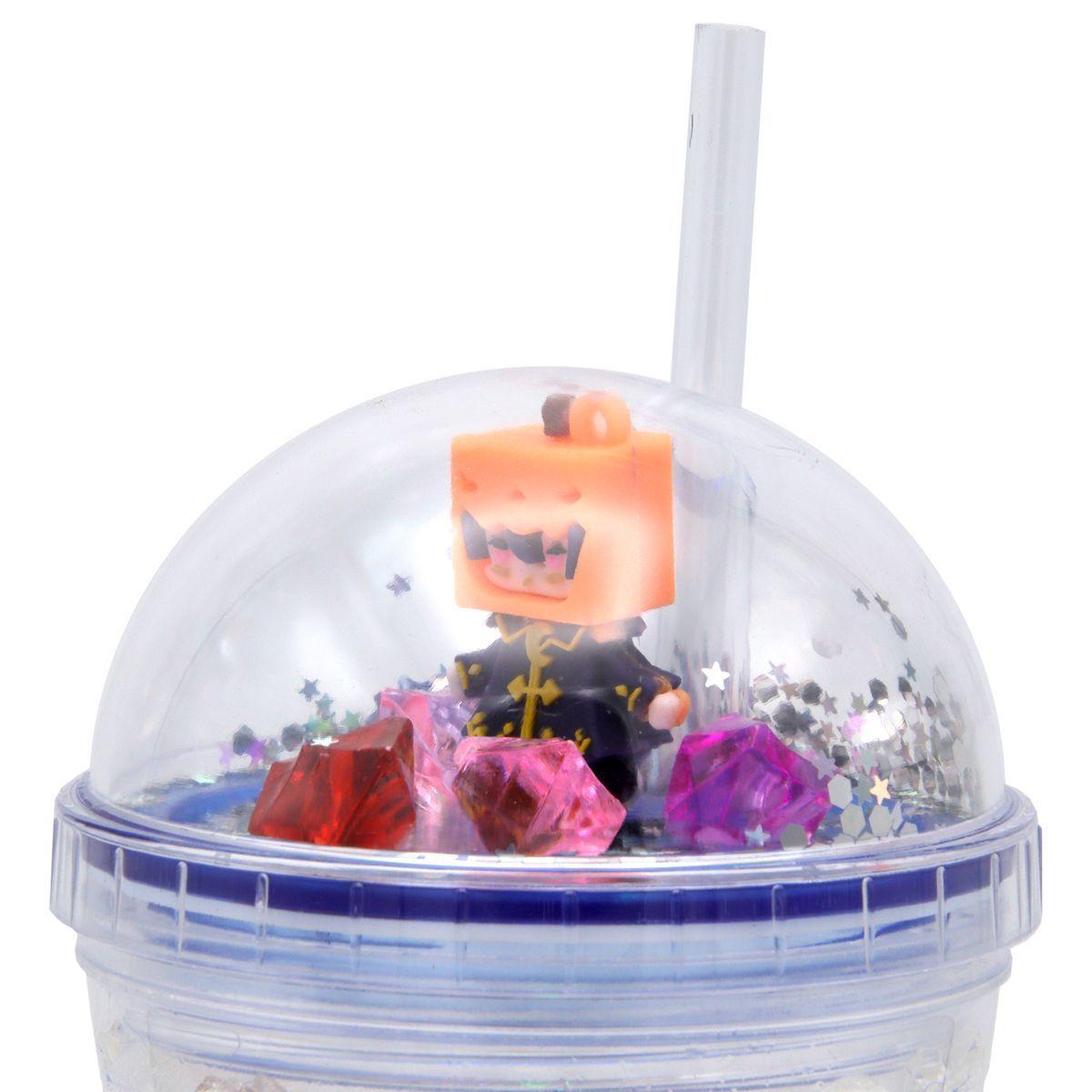Vaso Transparente  Robot Pelo Naranjo Diseño Robot Glitter y Diamantes-2