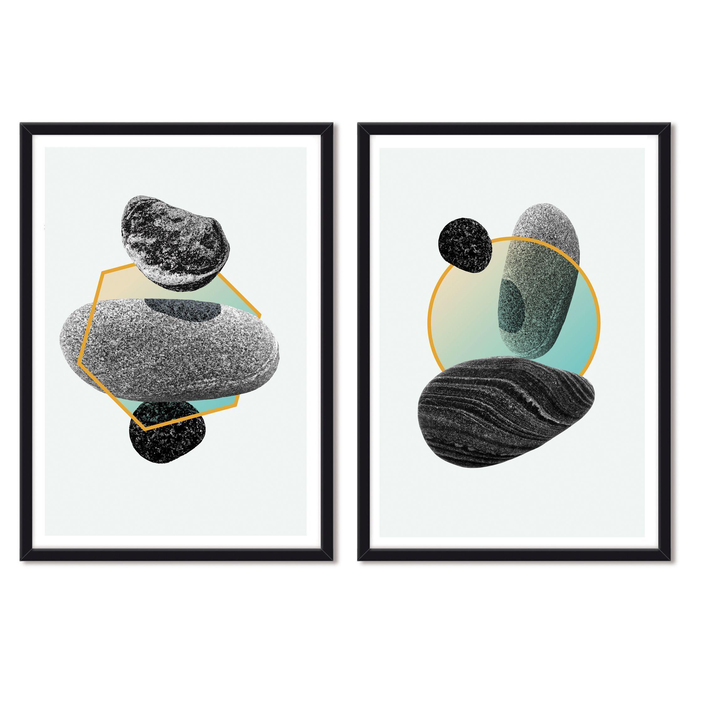 Set doble de Cuadros Piedras Geometría-0