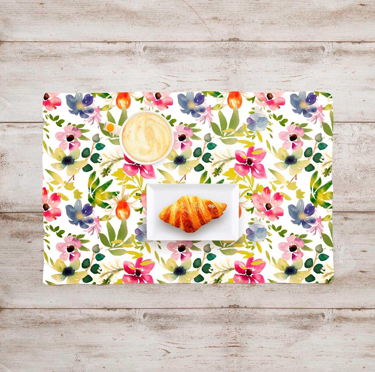 Set x 6 individuales anti manchas rectangulares flores Paper Home-3
