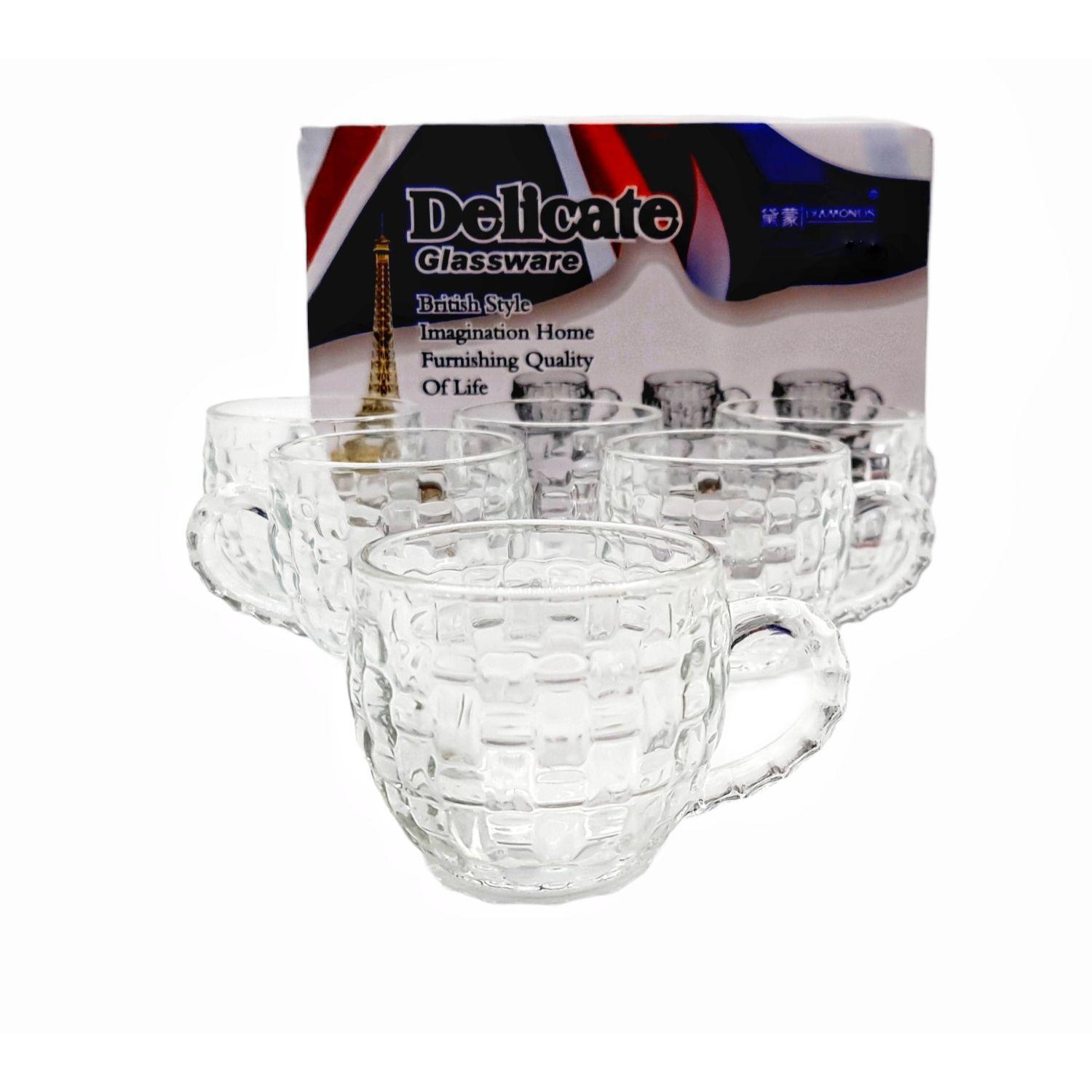 Tazas Cafe Vidrio Set 6 Piezas 150Ml Cuadros-2