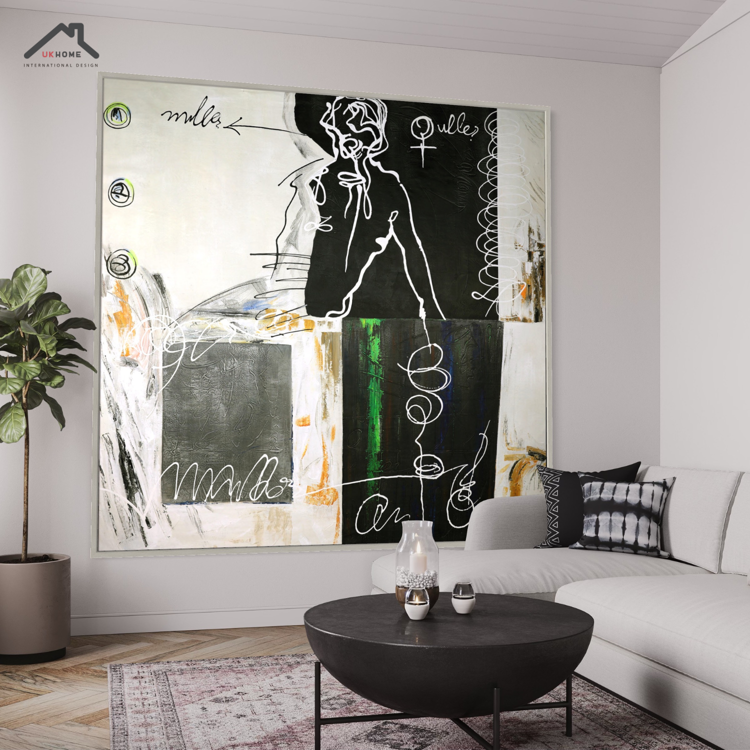 Cuadro XXXL Oleo sobre Tela con Marco 240x240 | UKHOME-2