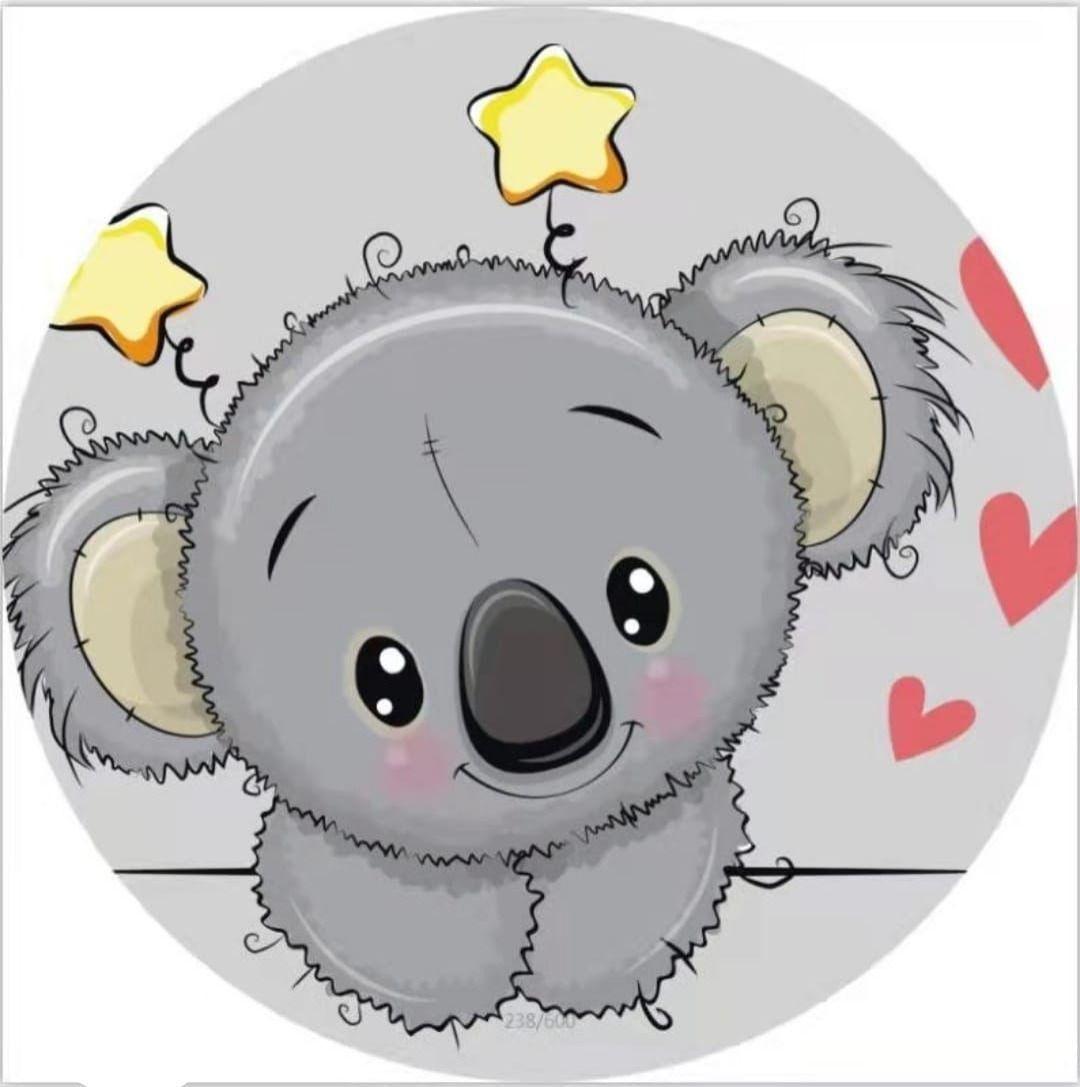 Toalla de Playa Redonda con Flecos Koala Gris-0