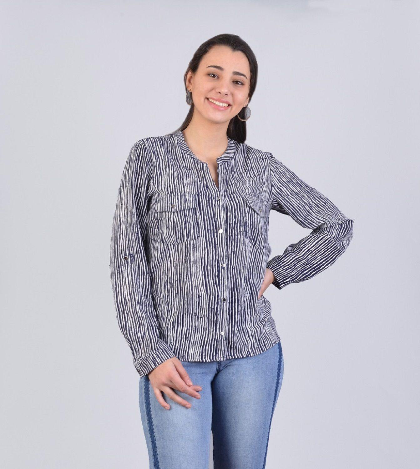 Blusa rayas azul-0