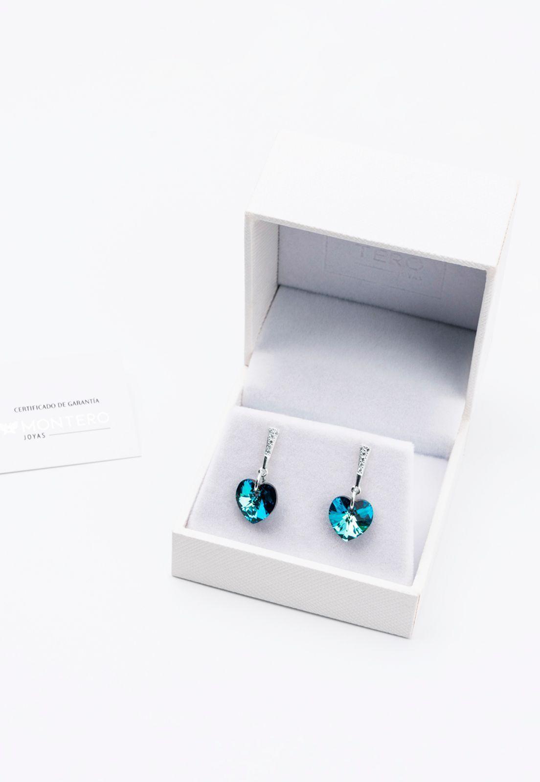 Aros Romance Cristales Genuinos Bermuda Blue-2