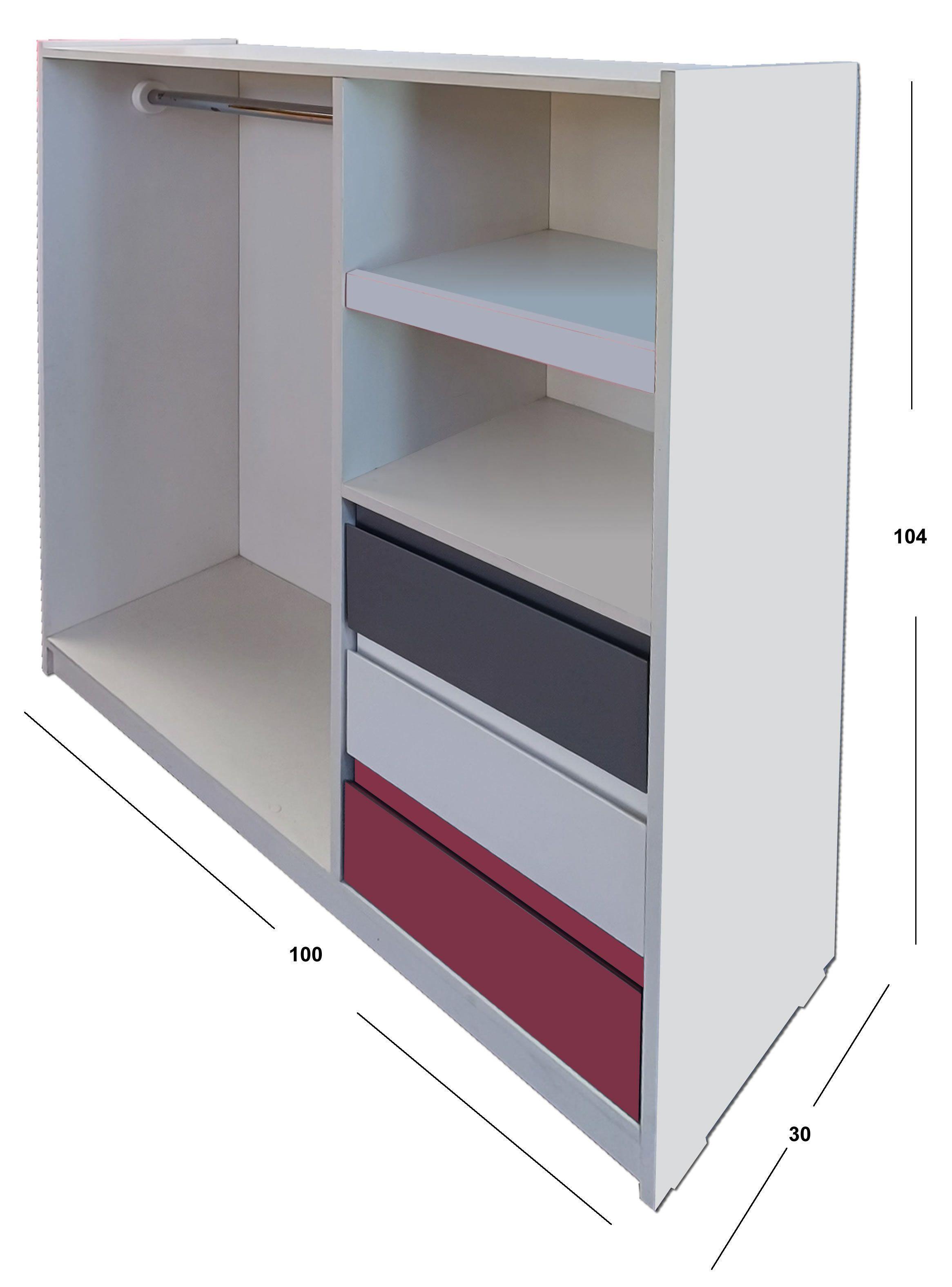 Mini Closet Minimal Montessori Grafito Blanco Rosado-3