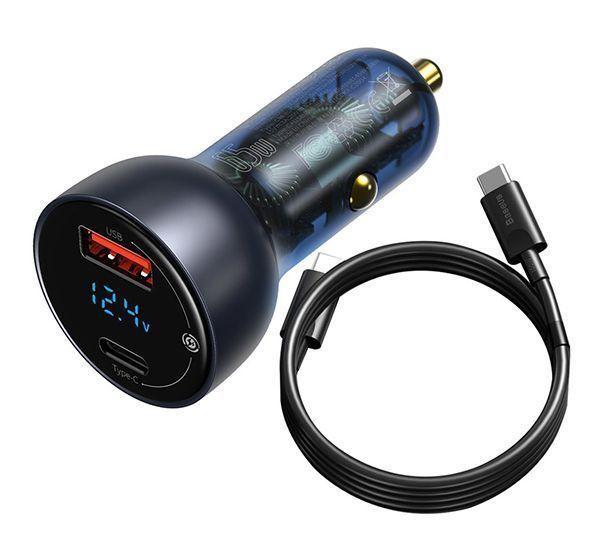 Cargador De Auto Digital PPS Dual QC 3.0 65 W Con Cable USB C 100 W Baseus-0
