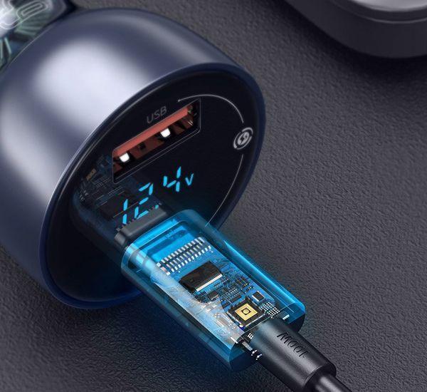 Cargador De Auto Digital PPS Dual QC 3.0 65 W Con Cable USB C 100 W Baseus-3