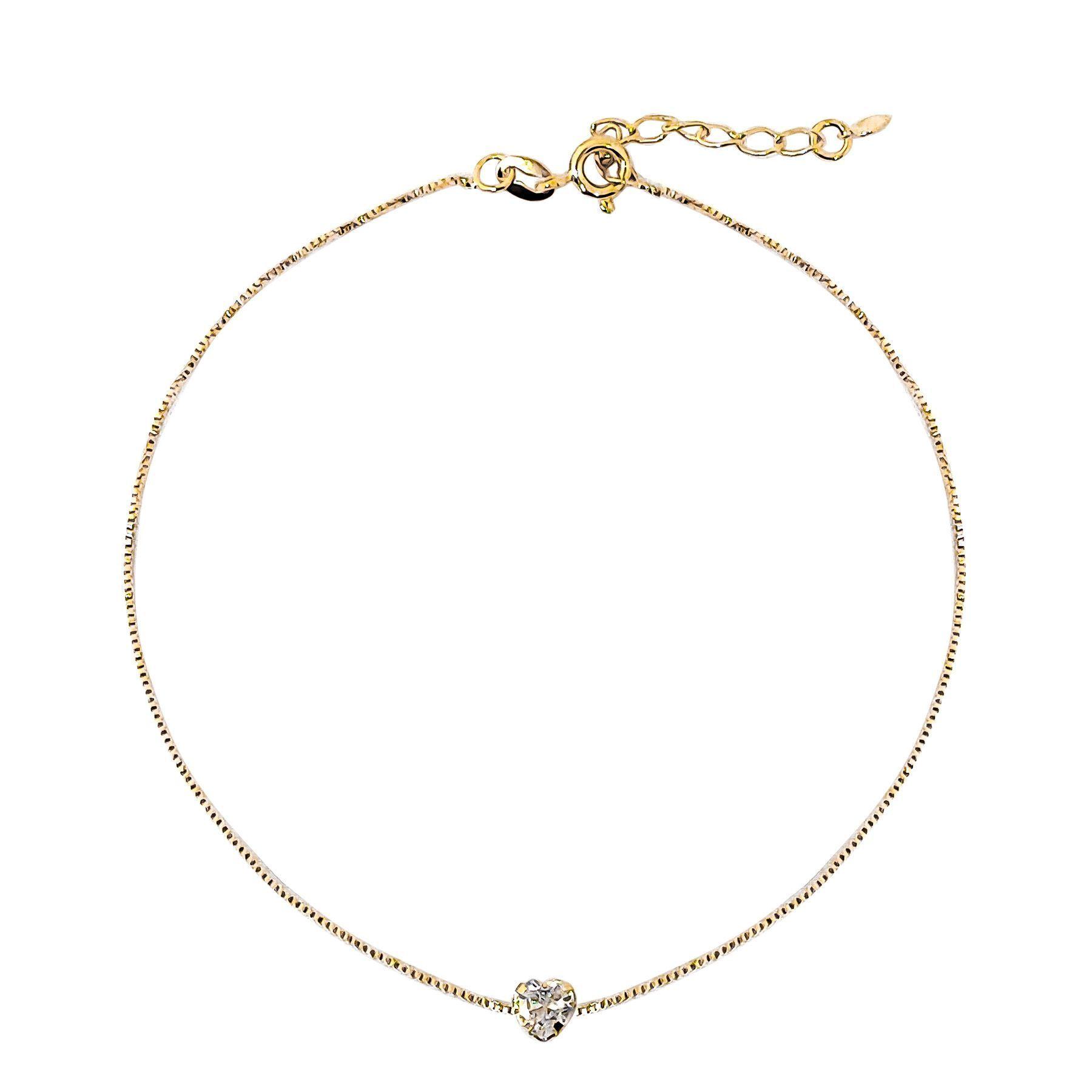 Tobillera Corazón Cadena Veneciana Enchapado Oro 18K-0