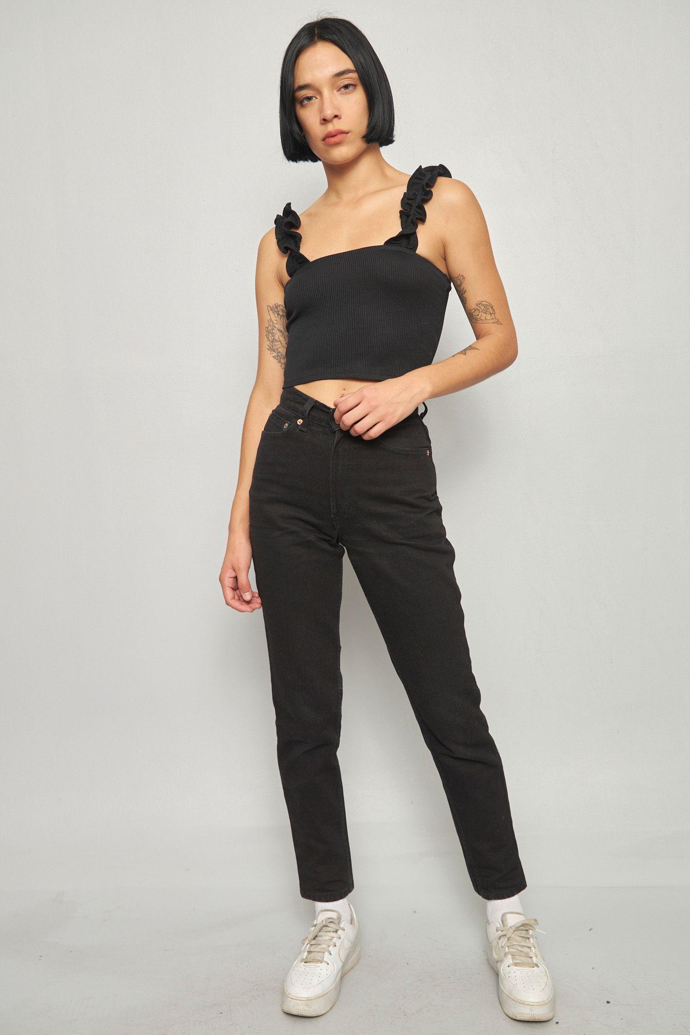 Jeans casual reciclado negro levis talla XS  -4