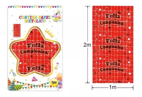 Guirnalda Cortina Metálicas Cortina De Cumpleaños Rojo -3