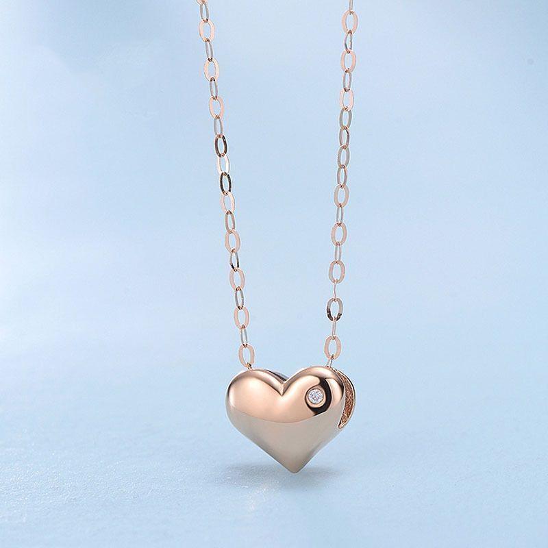 CADENA ESLABONES ORO ROSADO 18K COLGANTE CORAZÓN CON DIAMANTE 1P-2