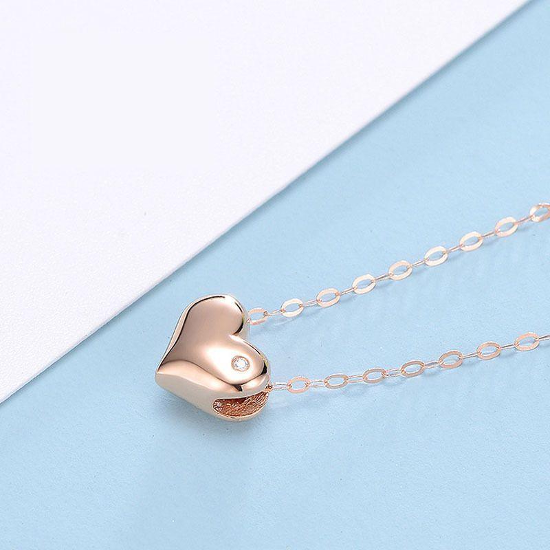 CADENA ESLABONES ORO ROSADO 18K COLGANTE CORAZÓN CON DIAMANTE 1P-1