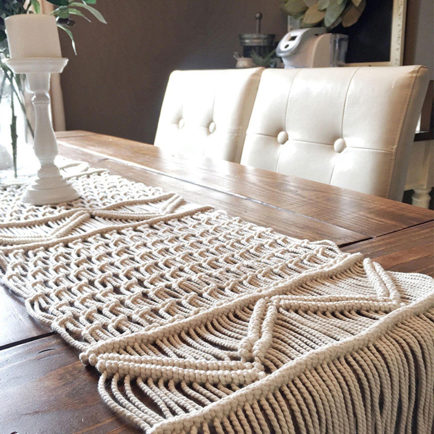 Camino de Mesa Boho Tejido Macramé-4