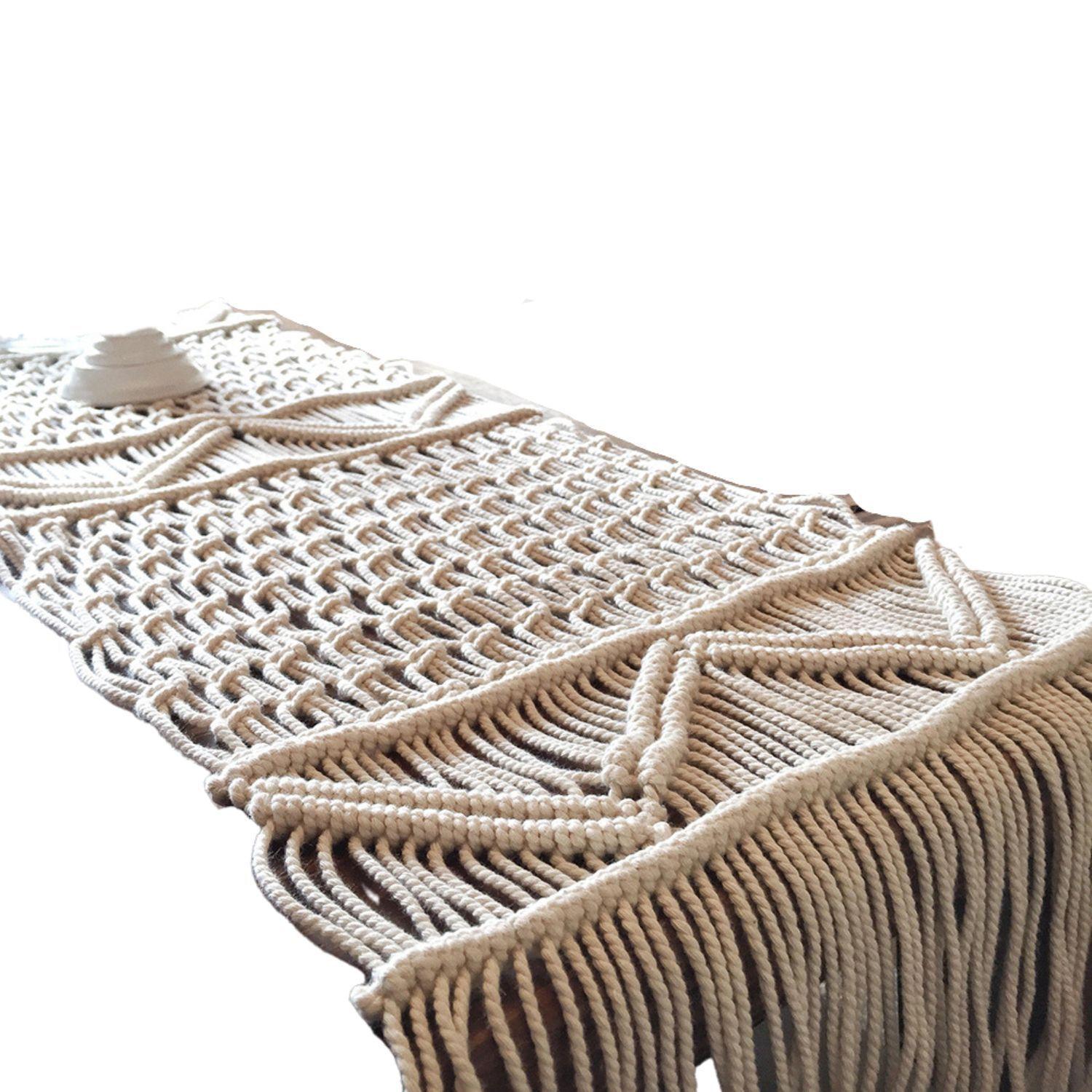 Camino de Mesa Boho Tejido Macramé-0