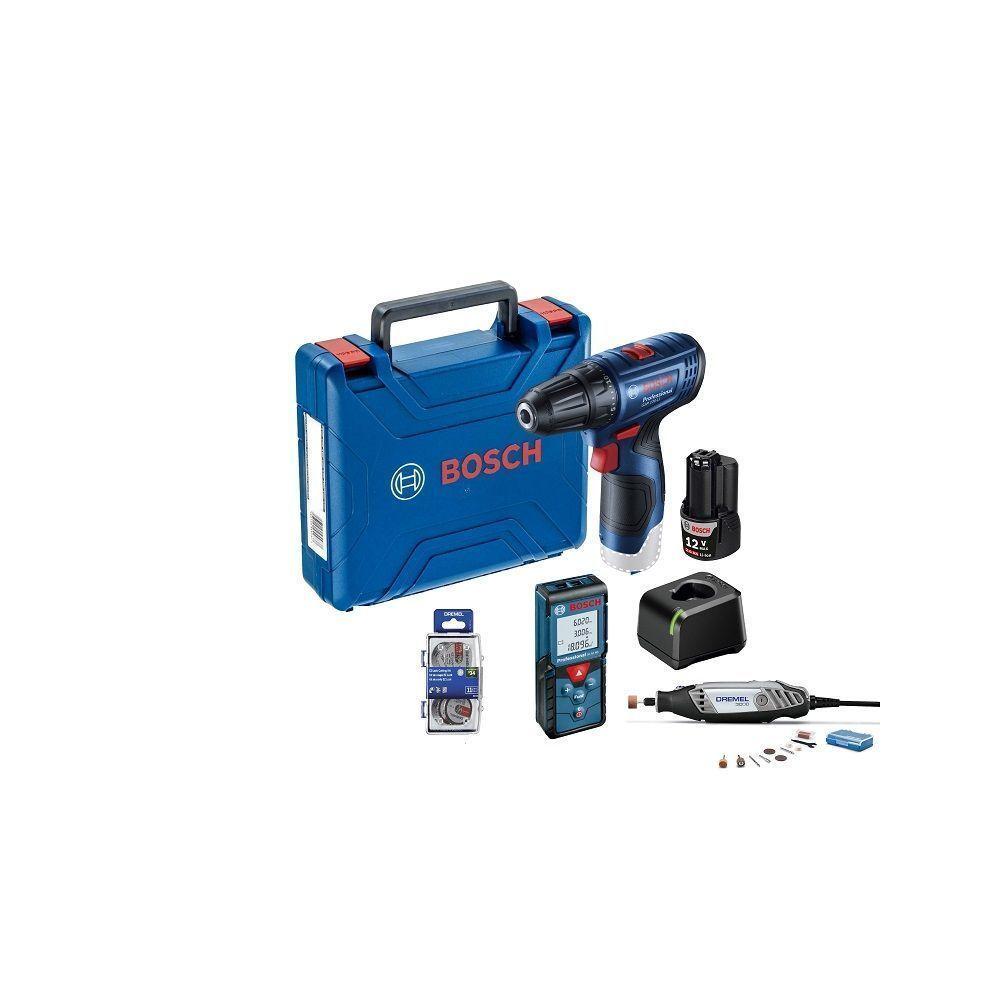Pack Dremel 3000 - Taladro 12V GSR 120-LI- Medidor Laser GLM40 Bosch-0
