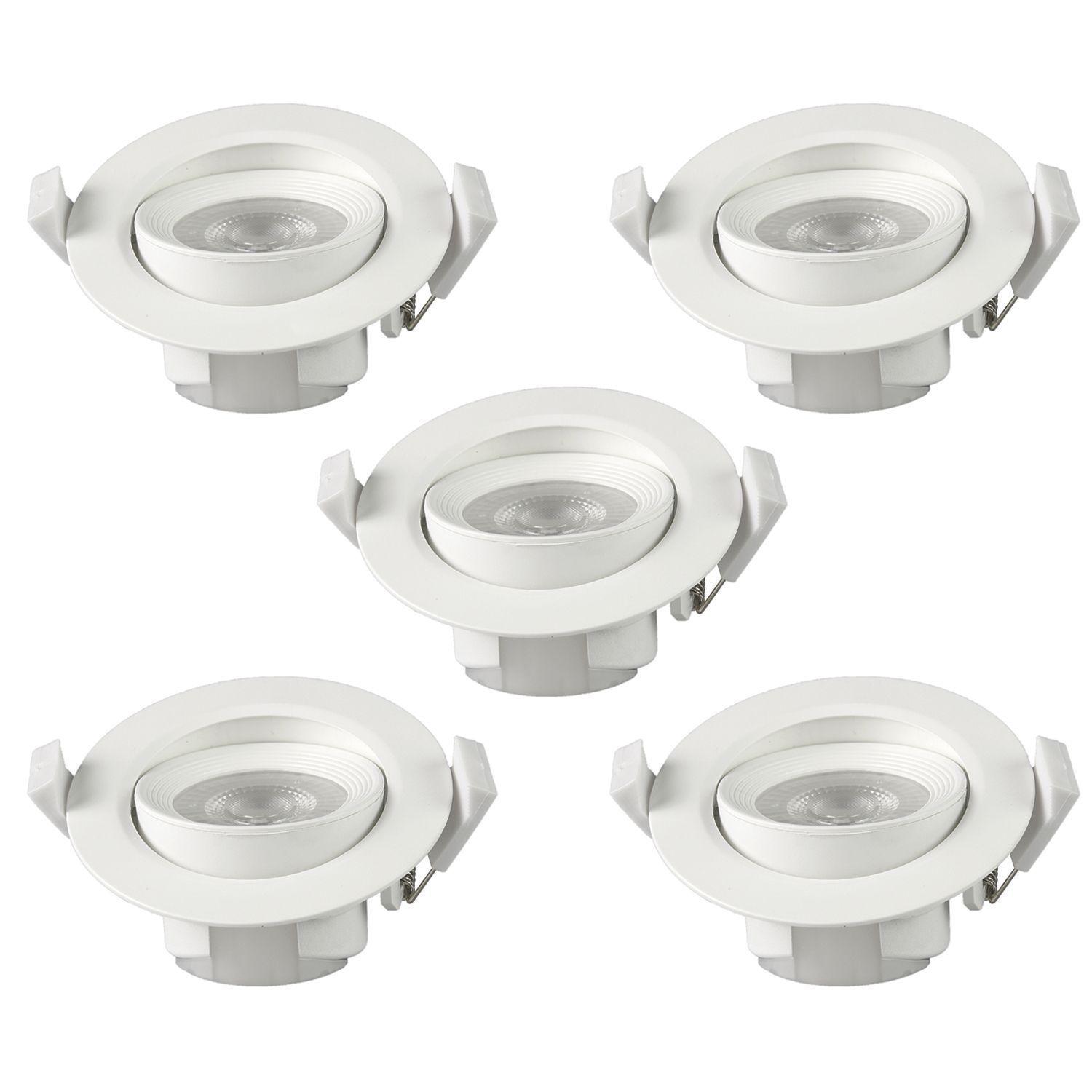 Pack 5 Foco Basculante LED Embutido Spot 6,5W 6500K Redondo Para Cielo-0