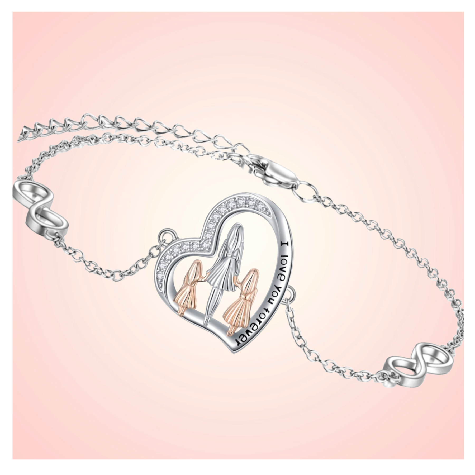 Pulsera Mamá Dos Hijas Plata 925-1