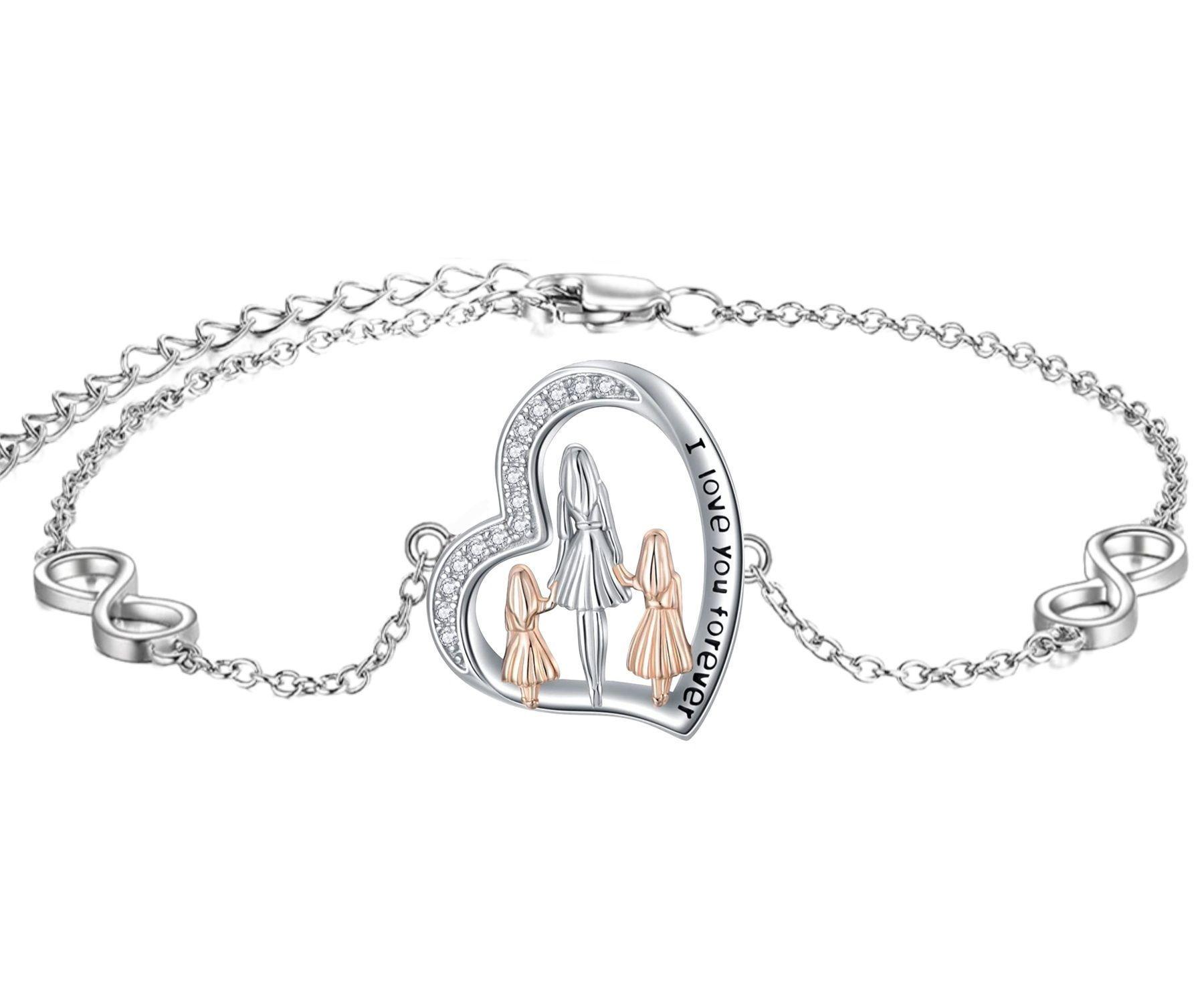 Pulsera Mamá Dos Hijas Plata 925-0