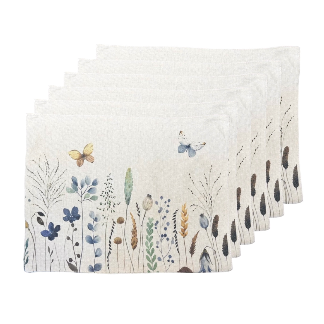 SET 6 Individuales Jardín Tela Repelente A Líquidos Y Antimanchas 35x45cms-0