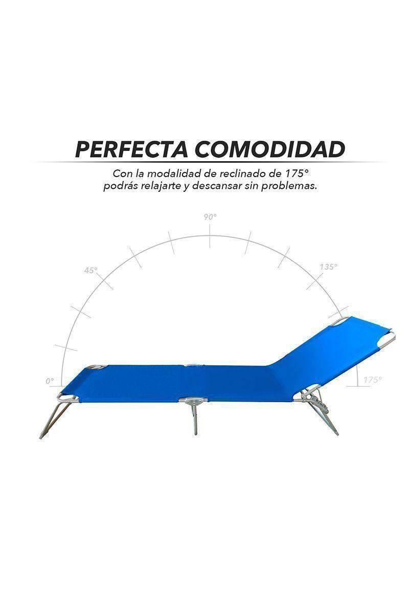 Reposera de Terraza Reclinable 188x57x26cm Azul-4
