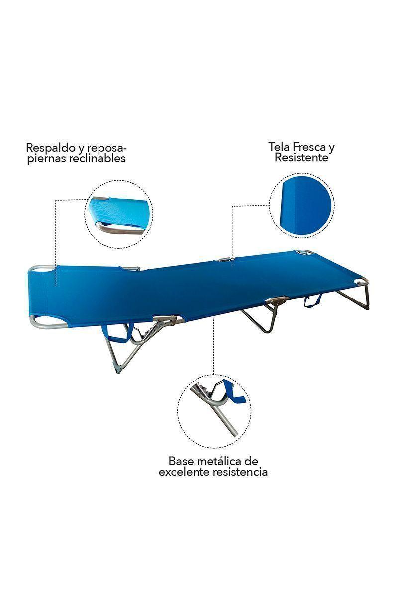Reposera de Terraza Reclinable 188x57x26cm Azul-3