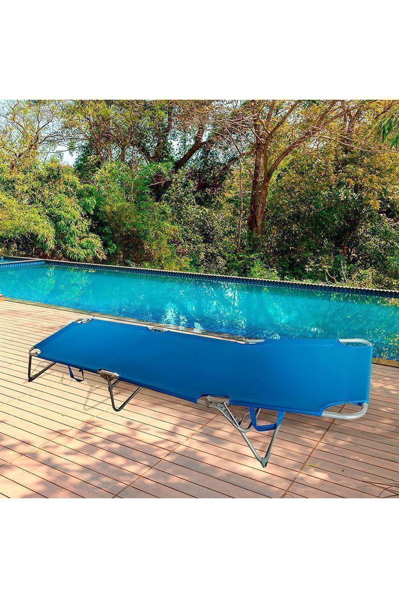 Reposera de Terraza Reclinable 188x57x26cm Azul-1