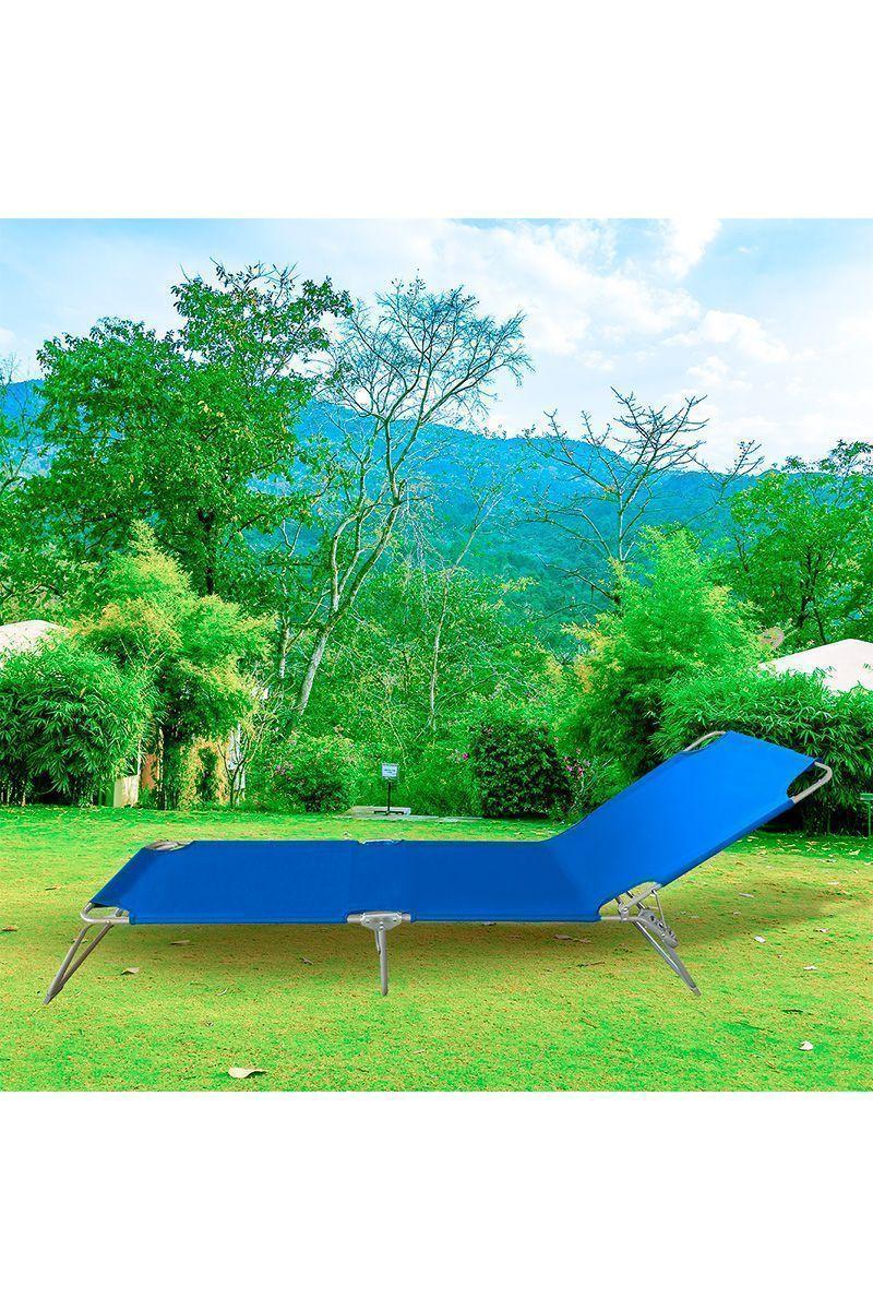 Reposera de Terraza Reclinable 188x57x26cm Azul-5