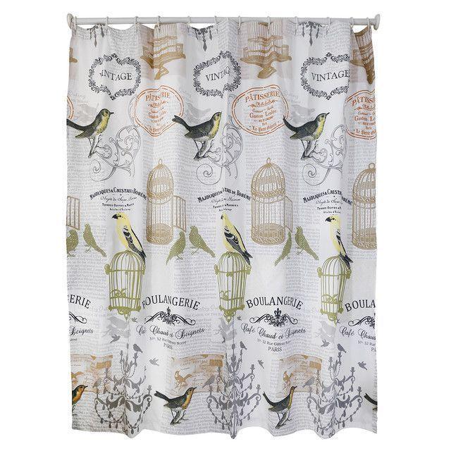 Cortina para Baño Diseño Aves con Forro-0