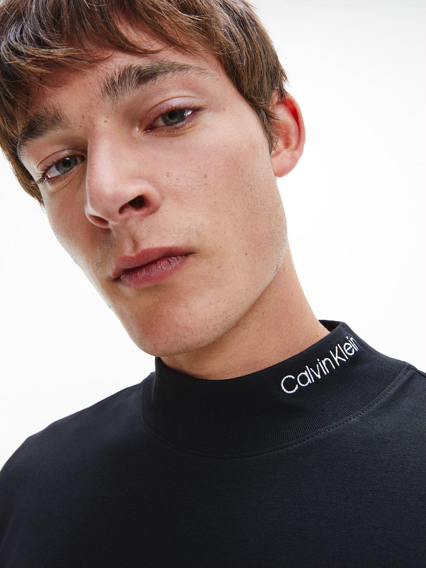 Polera Slim Stretch Mock Negro Calvin Klein-3