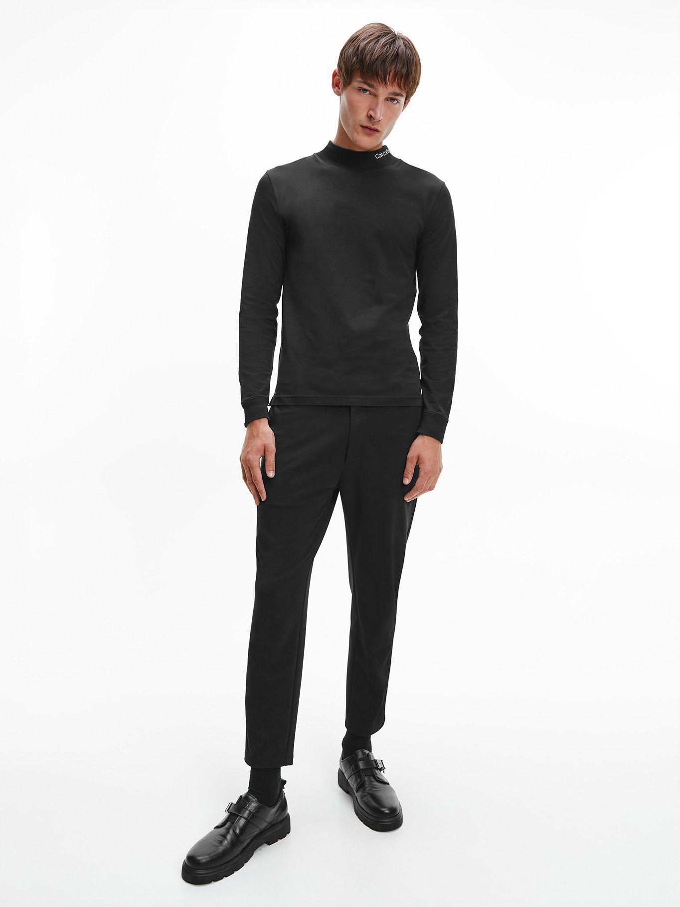 Polera Slim Stretch Mock Negro Calvin Klein-1