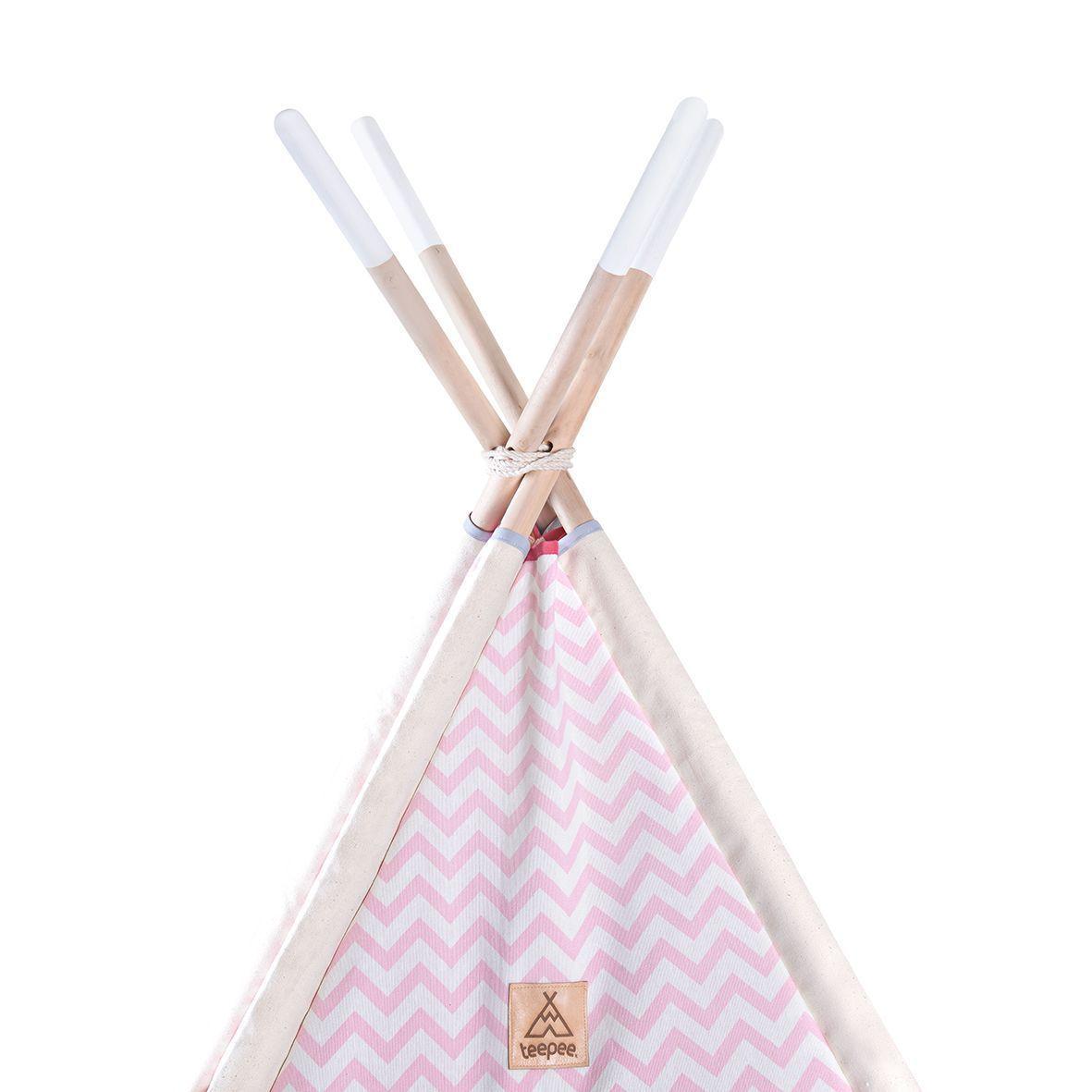 Carpa tipi infantil, modelo Rose Zigzag + playmat + bolso de transporte-3