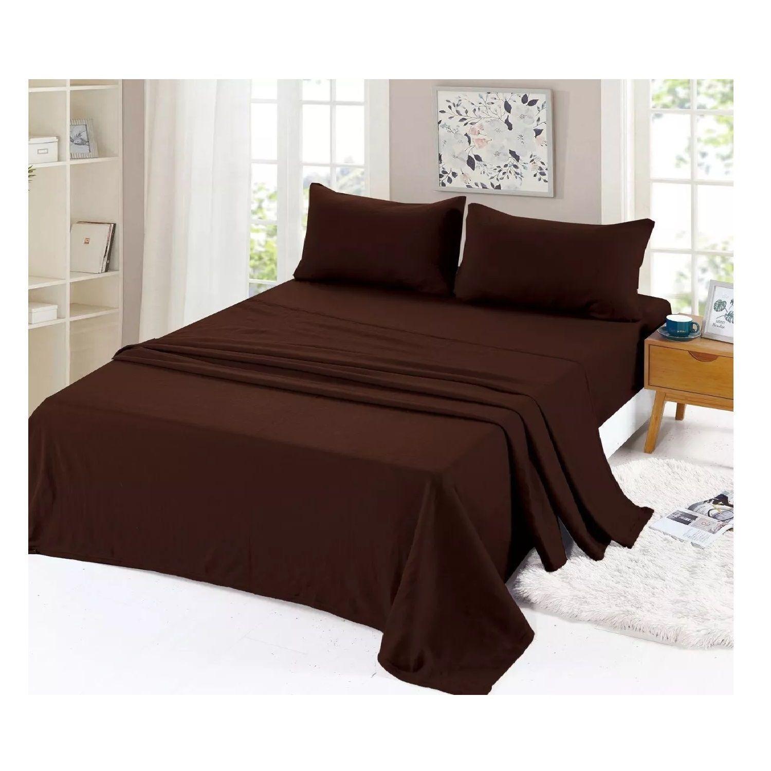 Sábanas De Polar 1,5 Plazas Sabana Polar Invierno Set 3 Pzas Café-0