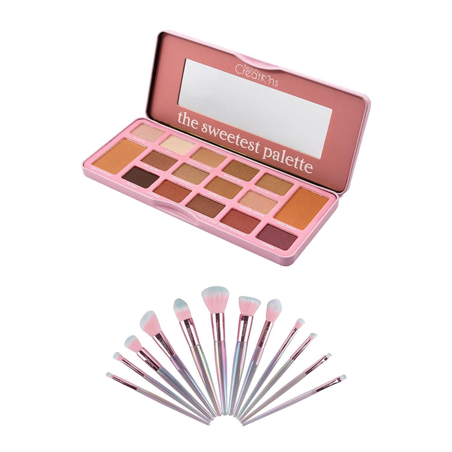 Pack Paleta De Sombras "The Sweetest" + Set 12 Brochas Holo Fun y Estuche Beauty Creations-0