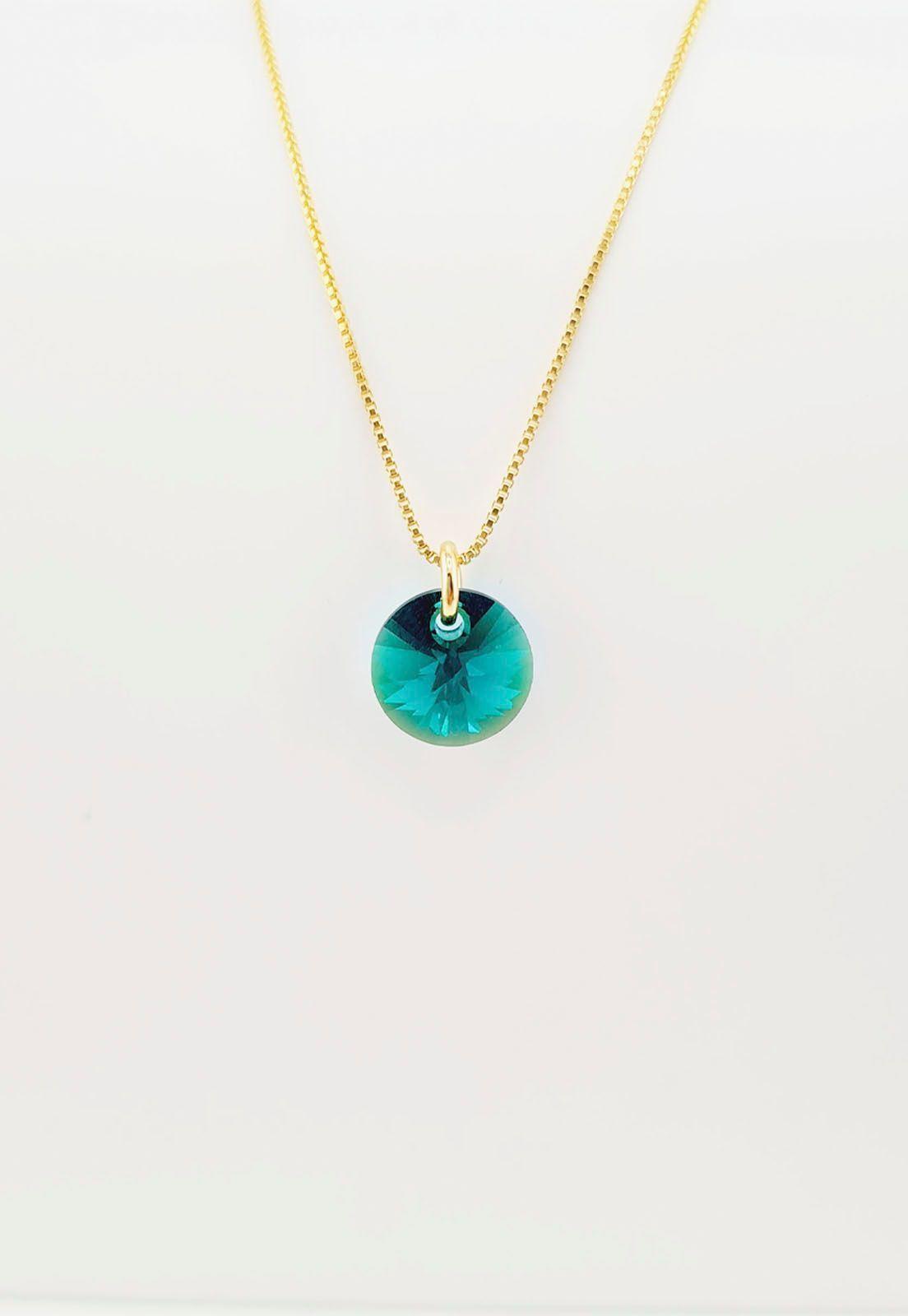Collar Punto de Luz Gold Cristales Genuinos Emerald-3